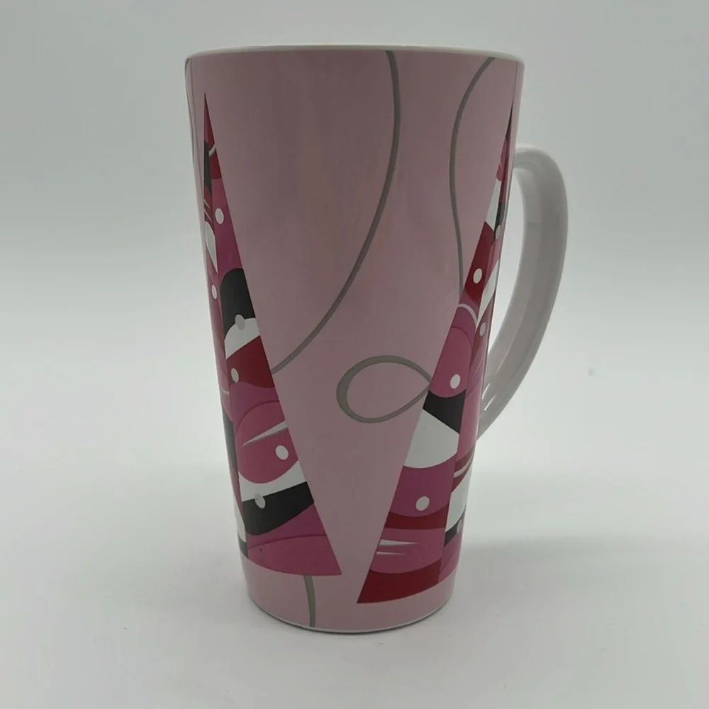 Starbucks Coffee 2004 Pink Holiday Christmas Tree Tall Ceramic Mug Cup - Picture 2 of 11